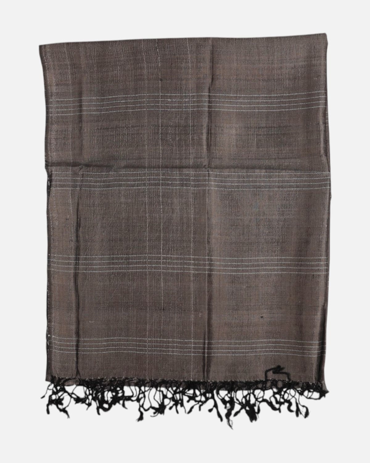 Dark Walnut Brown Pure Silk Shawl with Natural Dye