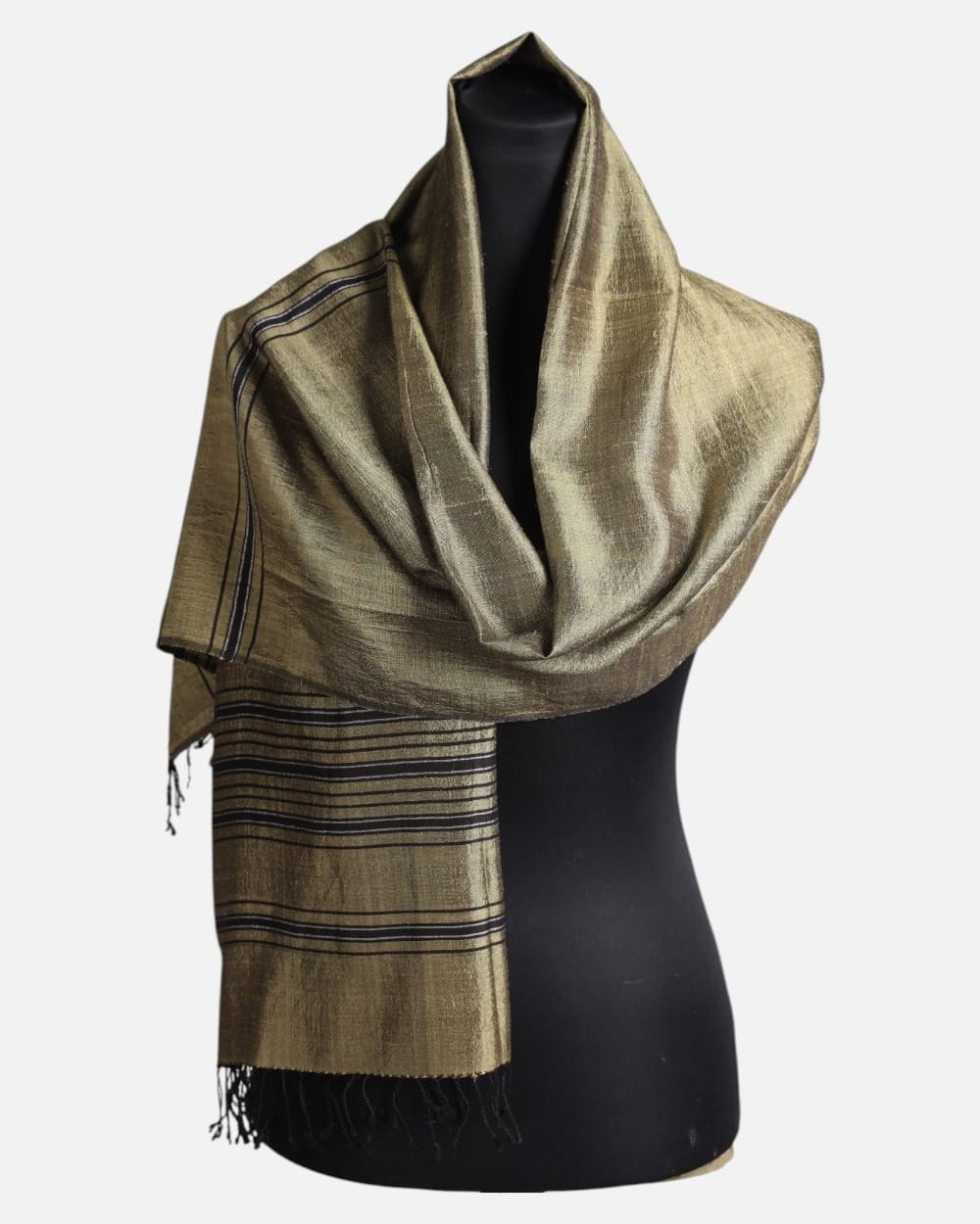 Golden Olive Pure Silk Shawl – Handmade Afghan Luxury Wrap