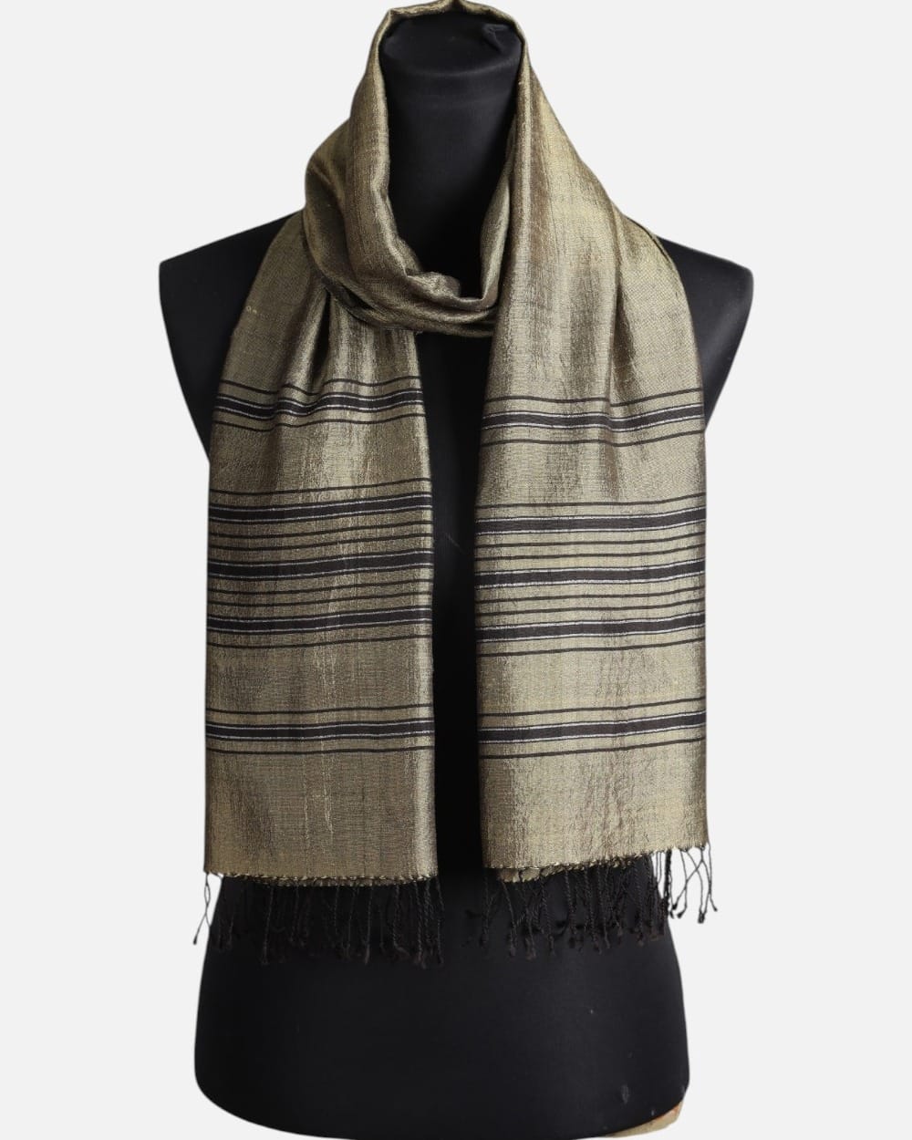 Golden Olive Pure Silk Shawl – Handmade Afghan Luxury Wrap