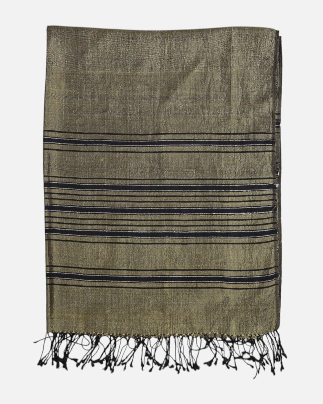 Golden Olive Pure Silk Shawl – Handmade Afghan Luxury Wrap
