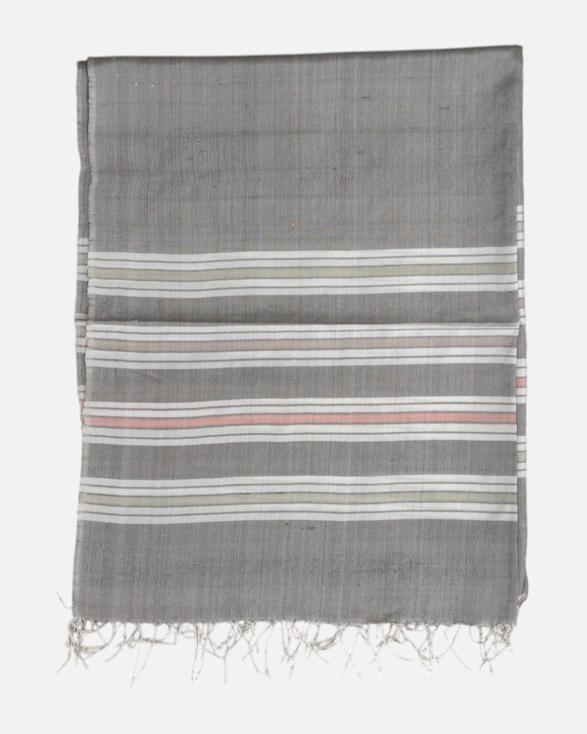 Silver Gray Pure Silk Shawl – Handmade Afghan Luxury Wrap