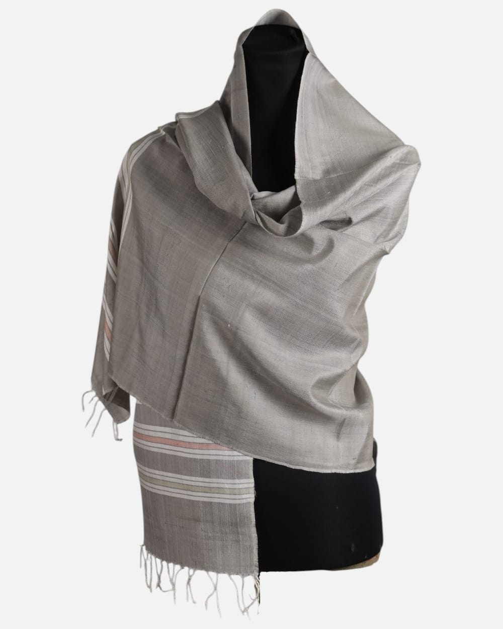 Silver Gray Pure Silk Shawl – Handmade Afghan Luxury Wrap