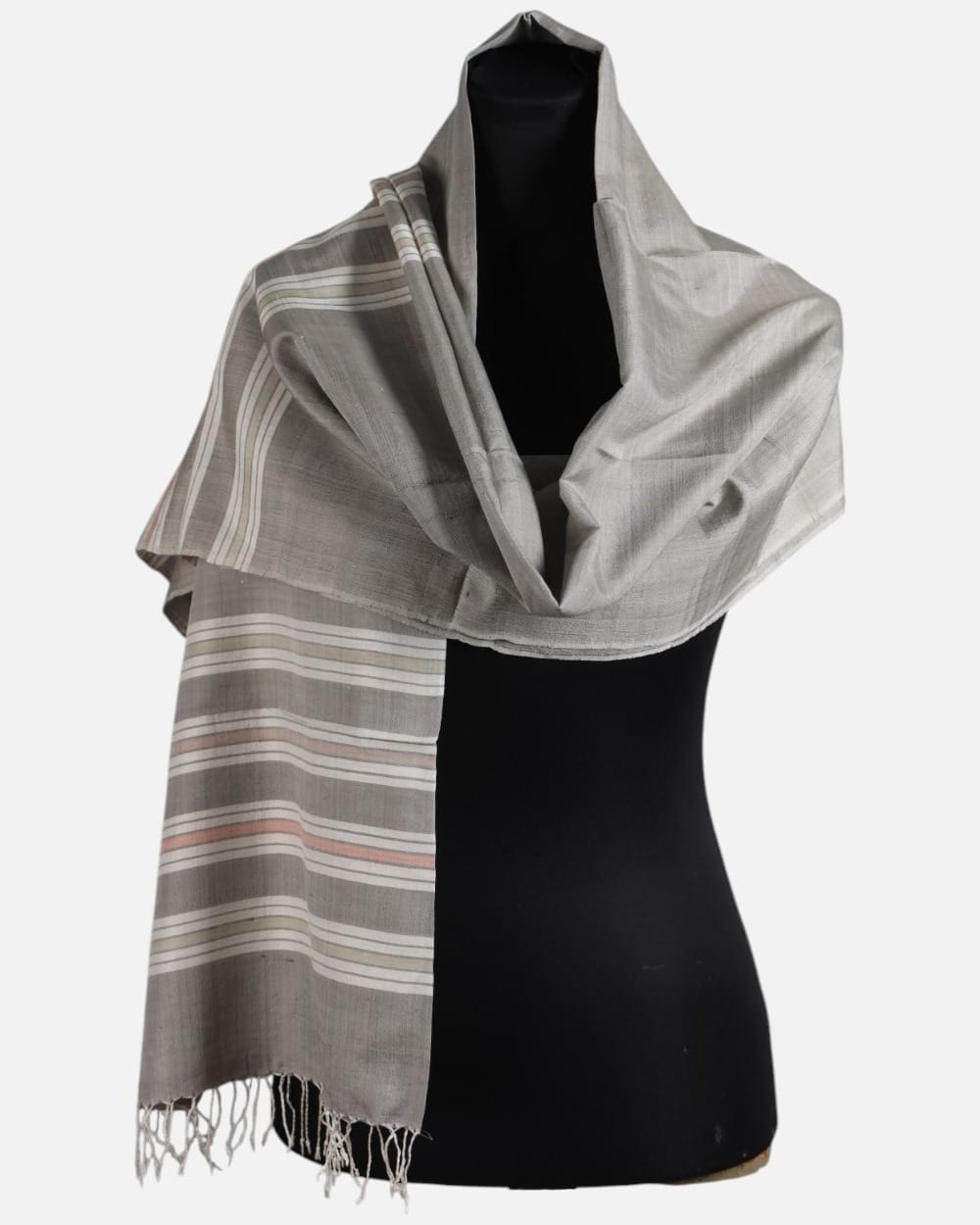Silver Gray Pure Silk Shawl – Handmade Afghan Luxury Wrap