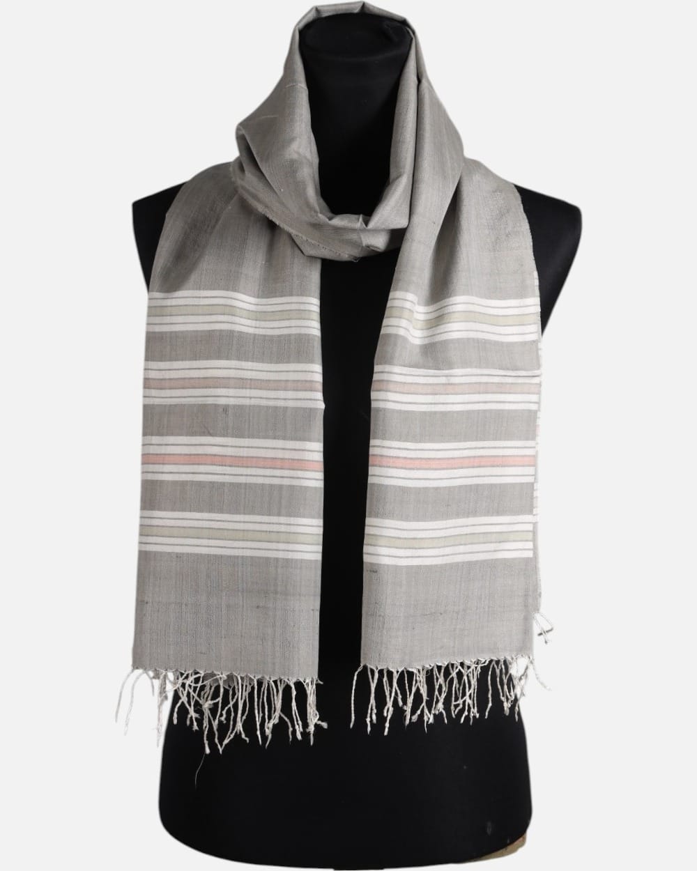 Silver Gray Pure Silk Shawl – Handmade Afghan Luxury Wrap