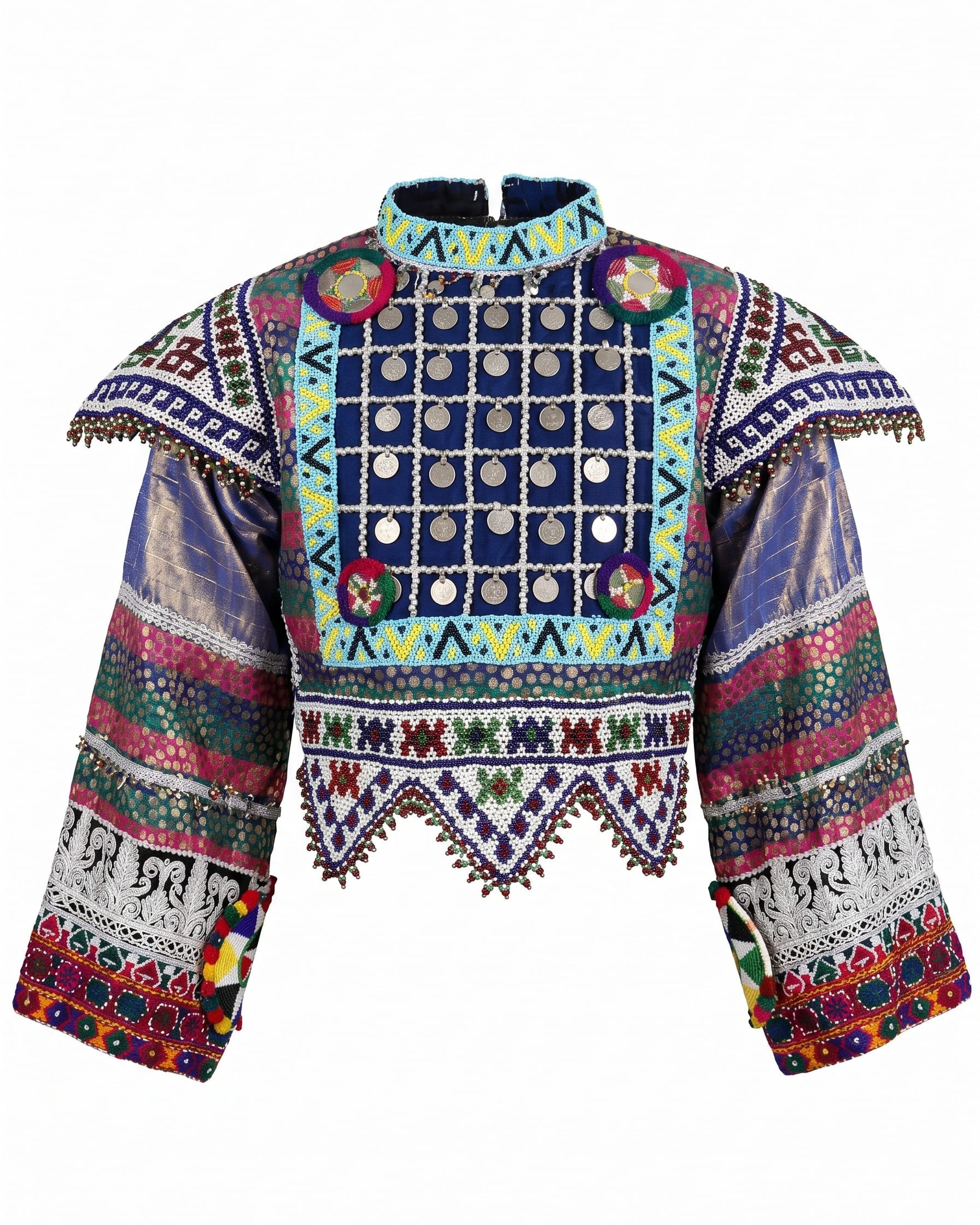 Colorful Afghan Beaded Vest For girls Half Top
