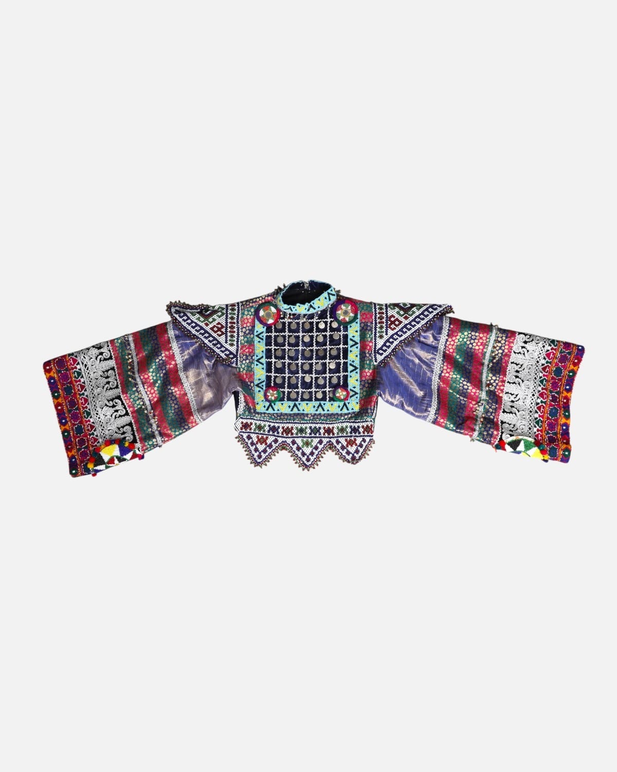 Colorful Afghan Beaded Vest For girls Half Top