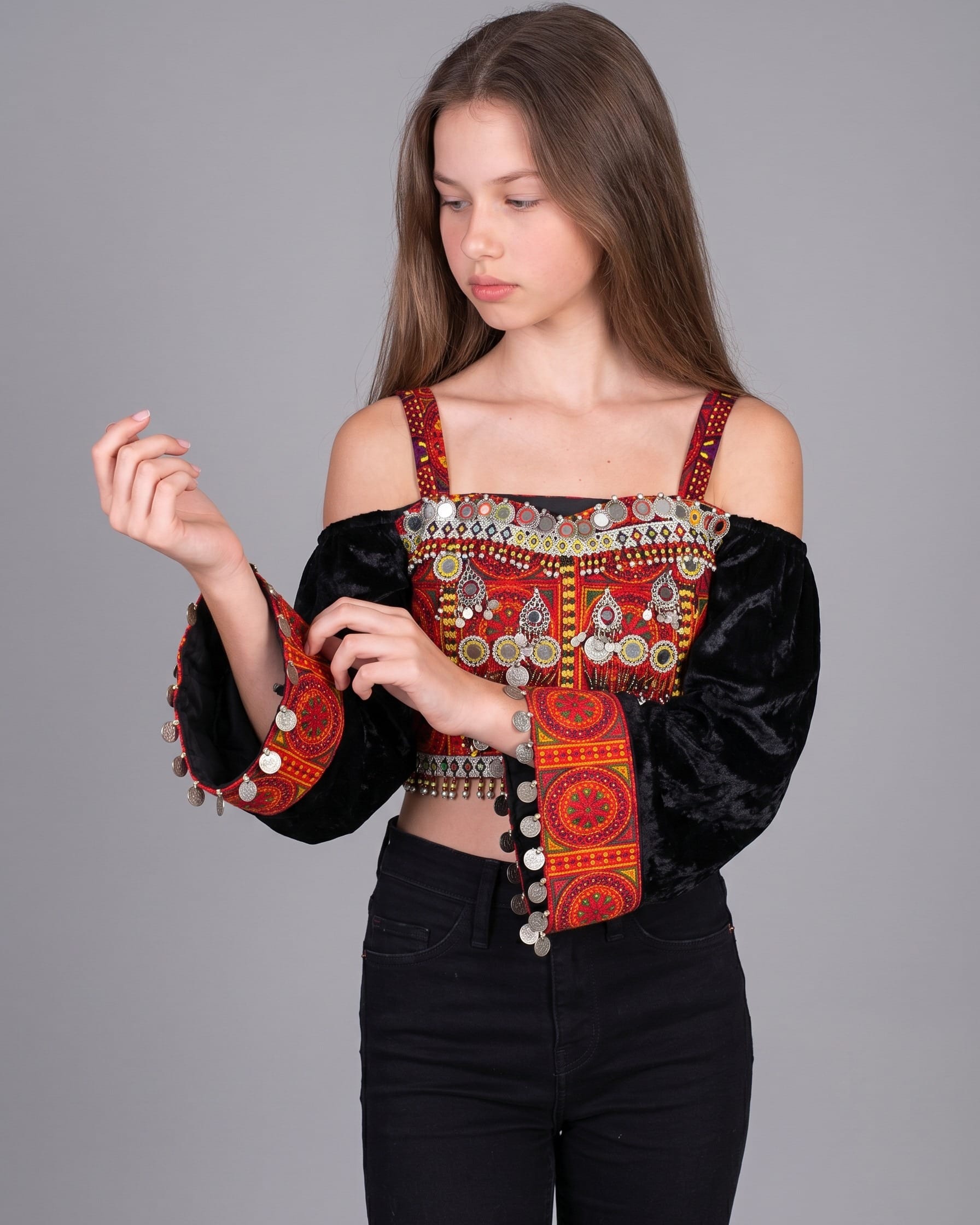 Afghan Traditional Beaded Crop Top