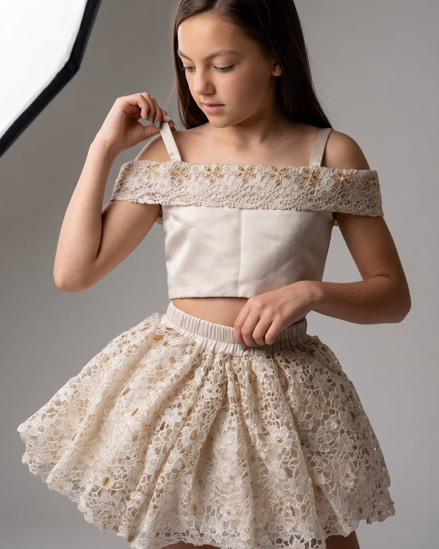 Girls  Dress with Crystal Embroidery