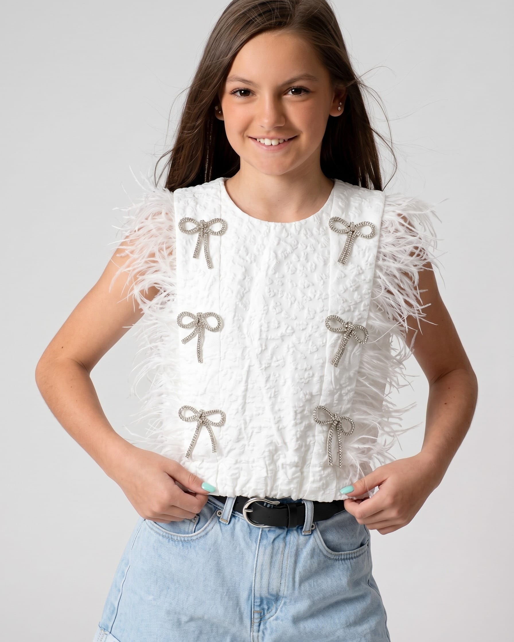 Girls’ Pearl Embellished Top