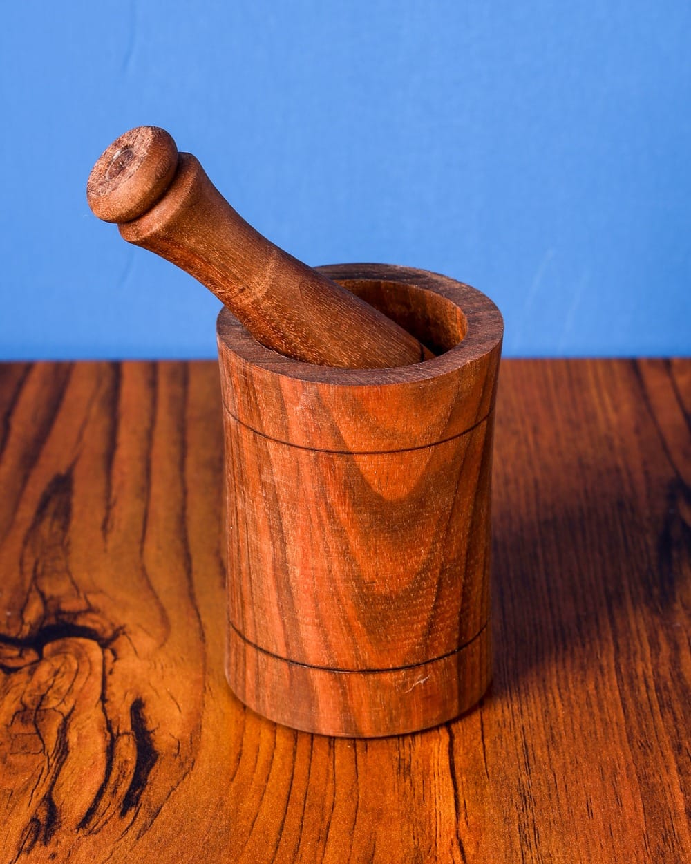 Handcrafted Wooden Mini Mortar & Pestle–Herati Style