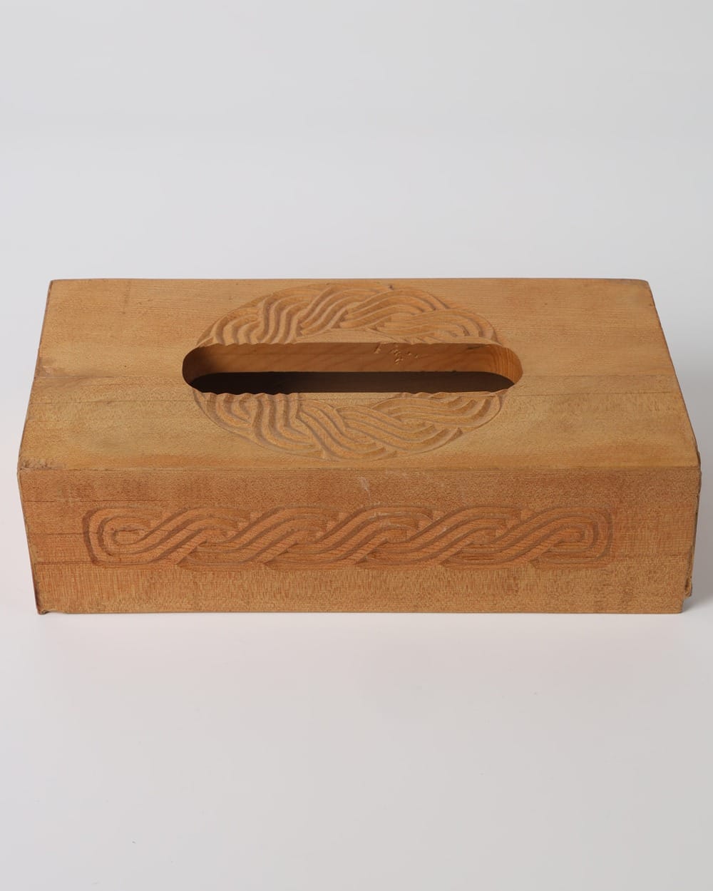 Handcrafted Afghan Tissue Box – Natural Wood
