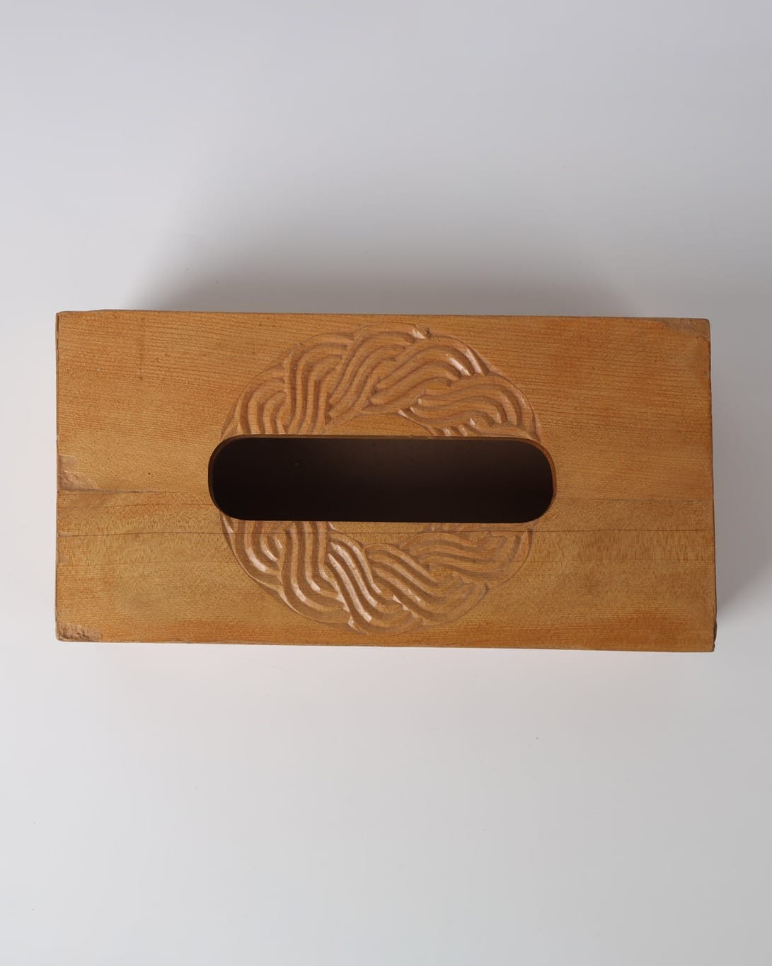 Handcrafted Afghan Tissue Box – Natural Wood