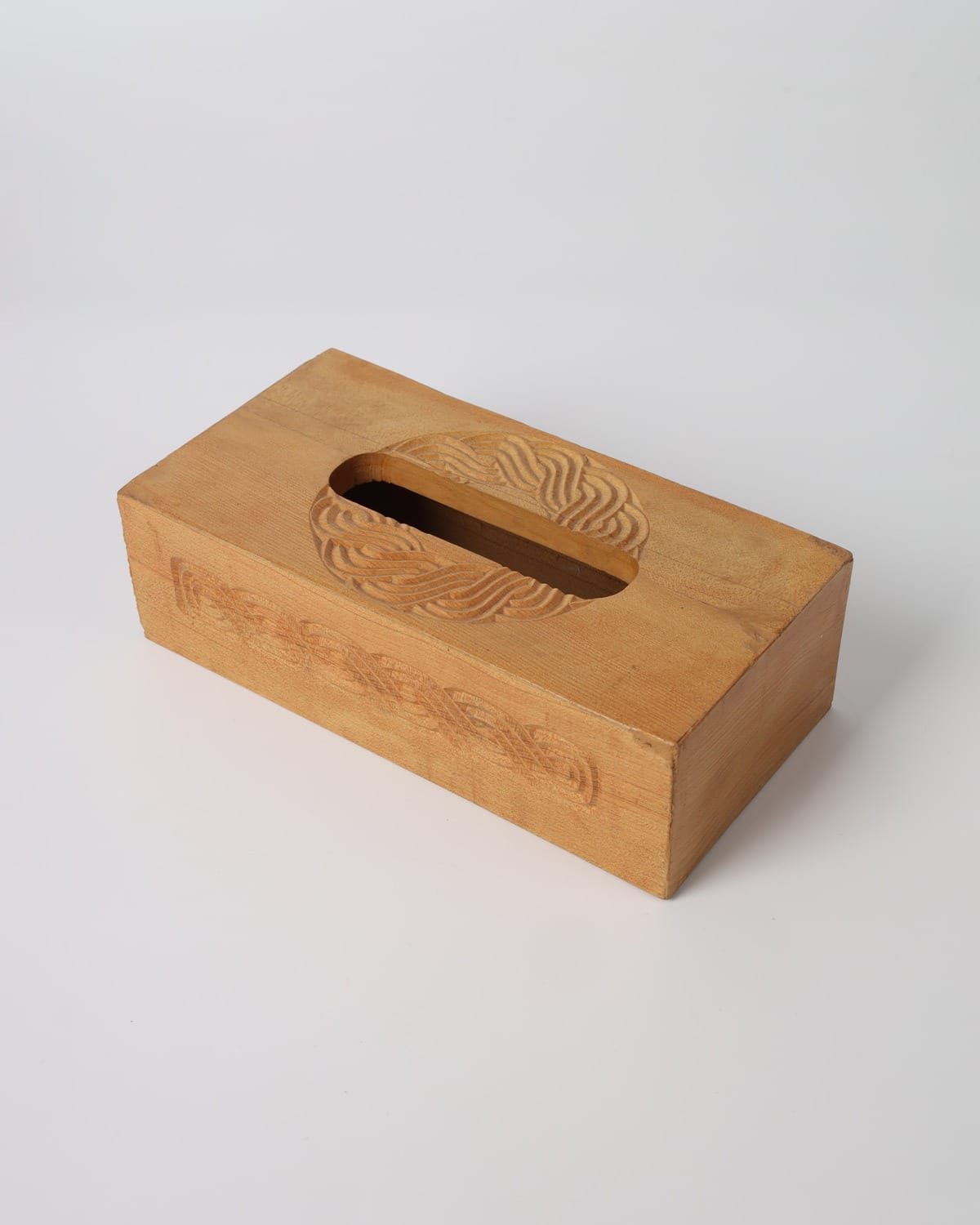 Handcrafted Afghan Tissue Box – Natural Wood