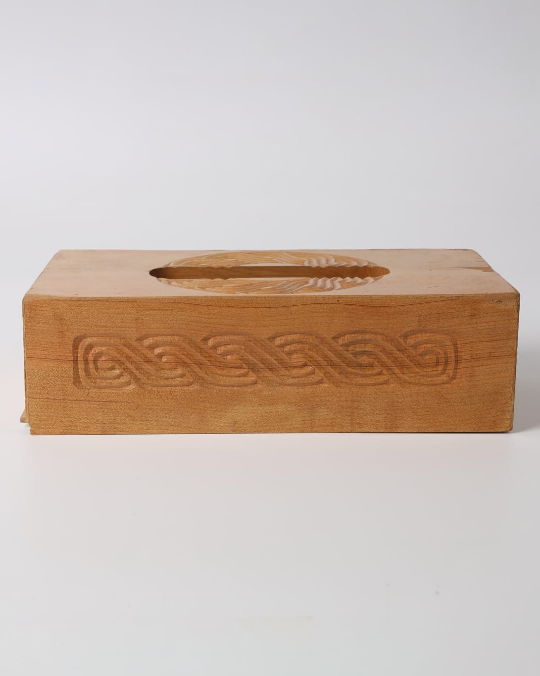 Handcrafted Afghan Tissue Box – Natural Wood