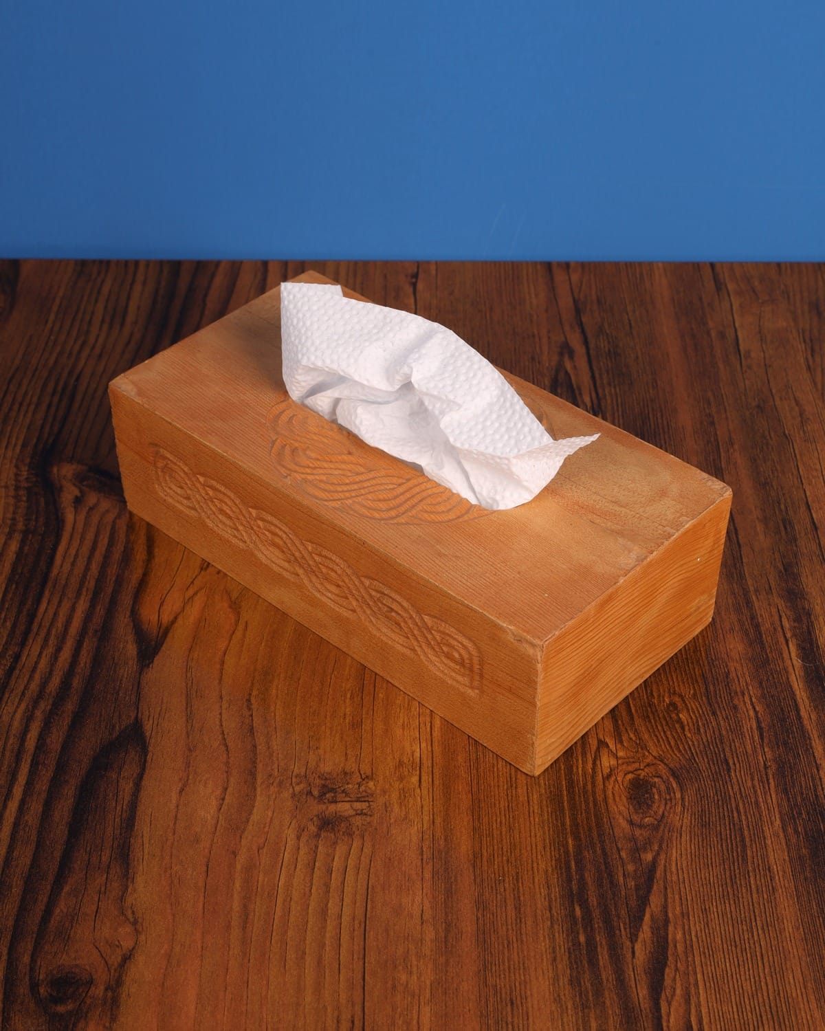 Handcrafted Afghan Tissue Box – Natural Wood