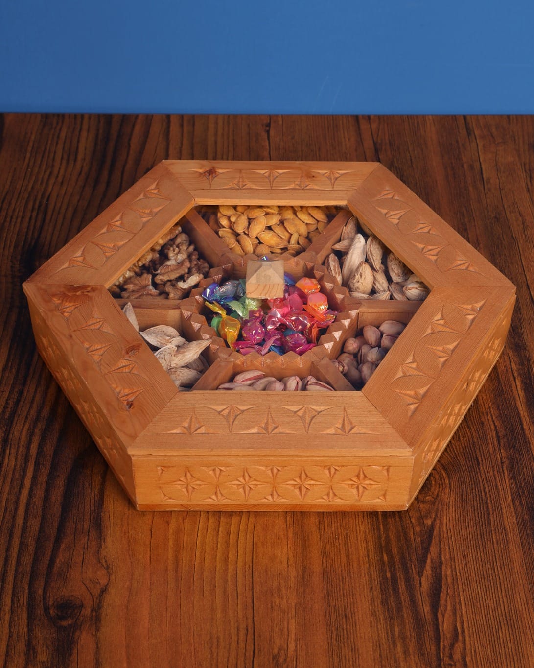 Afghan Wooden Nut & Sweet Tray Set