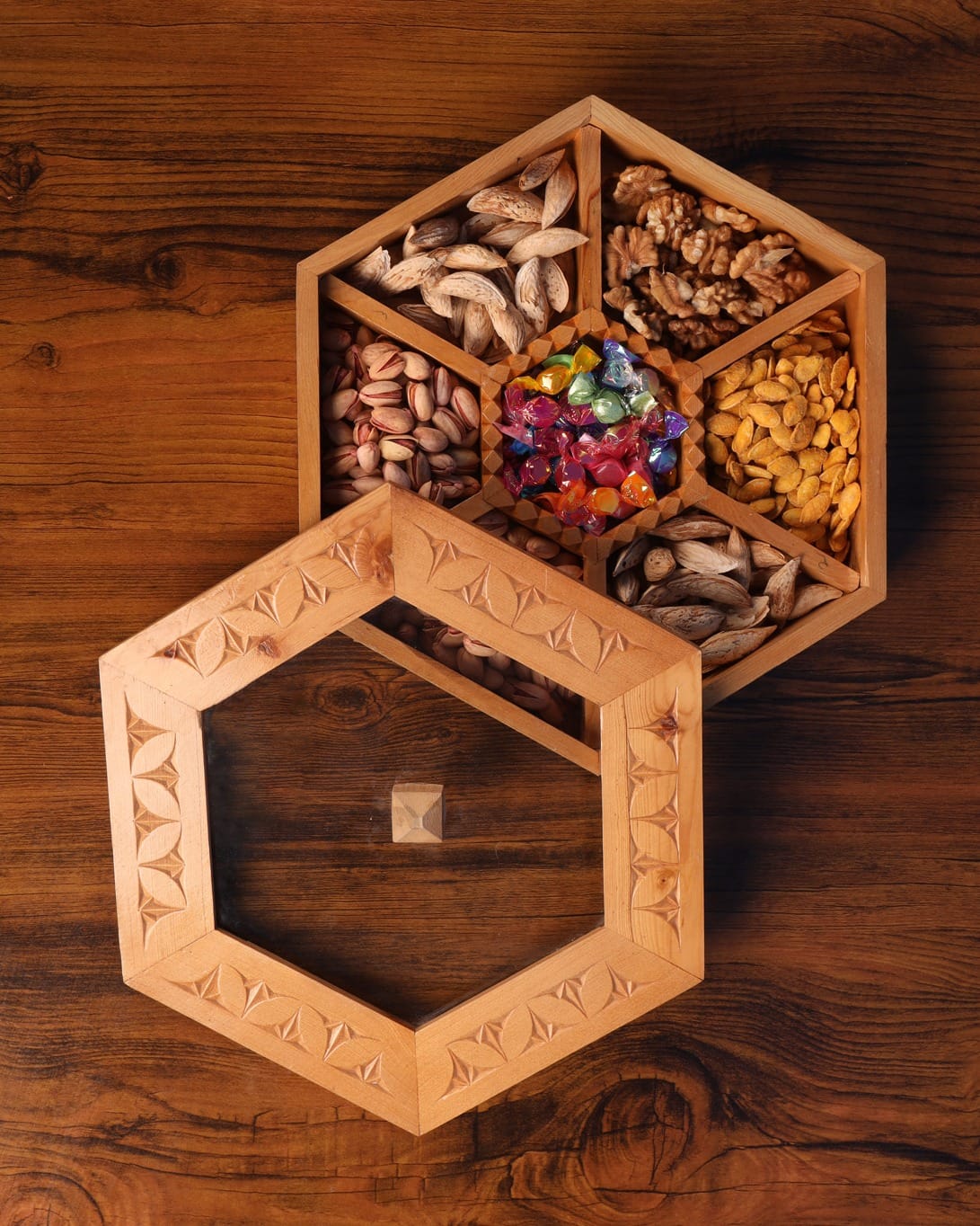 Afghan Wooden Nut & Sweet Tray Set