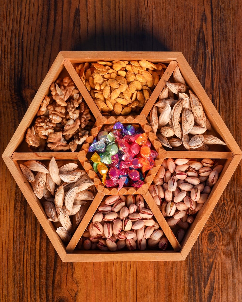 Afghan Wooden Nut & Sweet Tray Set