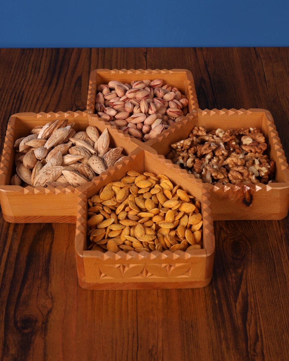 Afghan Wooden Nut & Sweet Tray Set