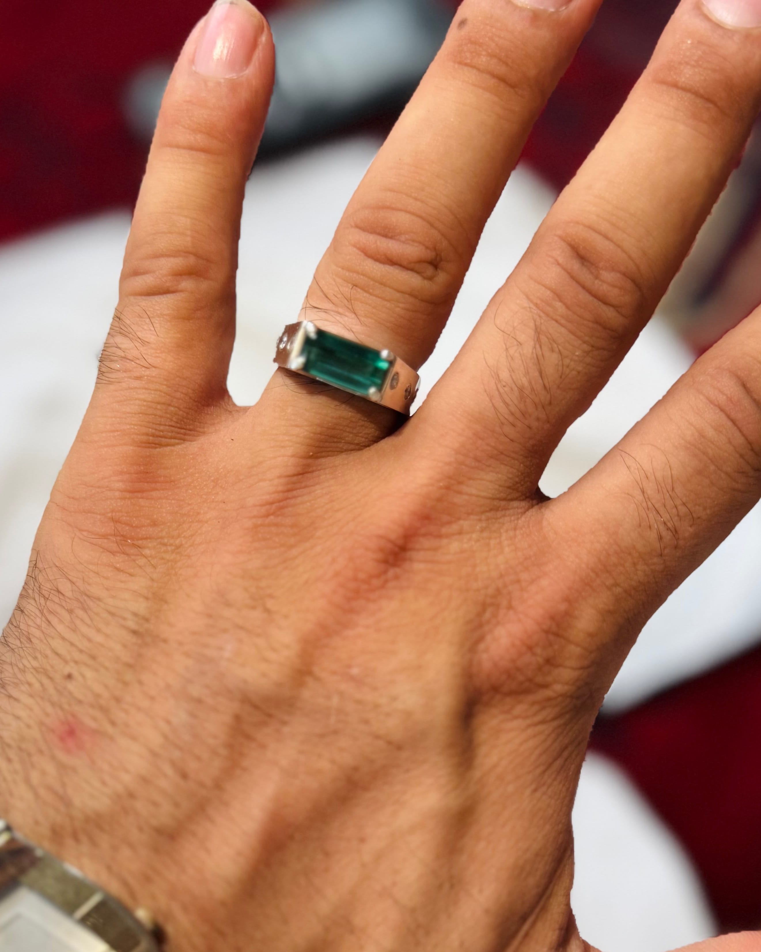 Natural Green-Blue Tourmaline Ring – Handmade 925 Sterling Silver | Nuristan, Afghanistan