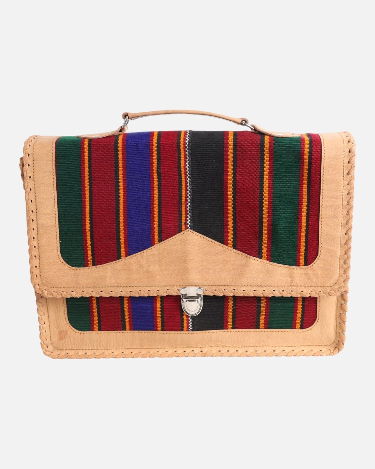 Afghan Cultural Laptop Bag- Handwoven & Leather