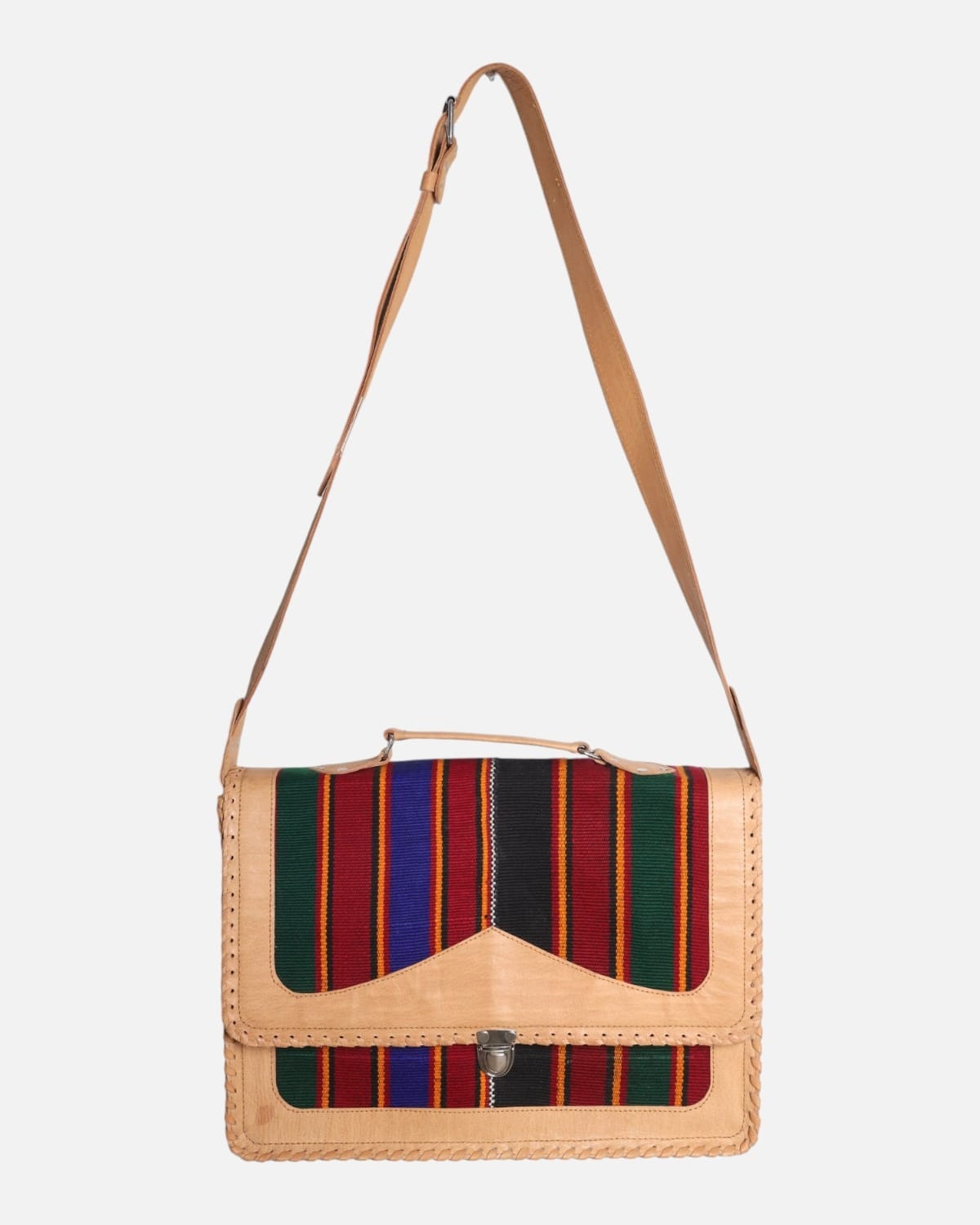 Afghan Cultural Laptop Bag- Handwoven & Leather