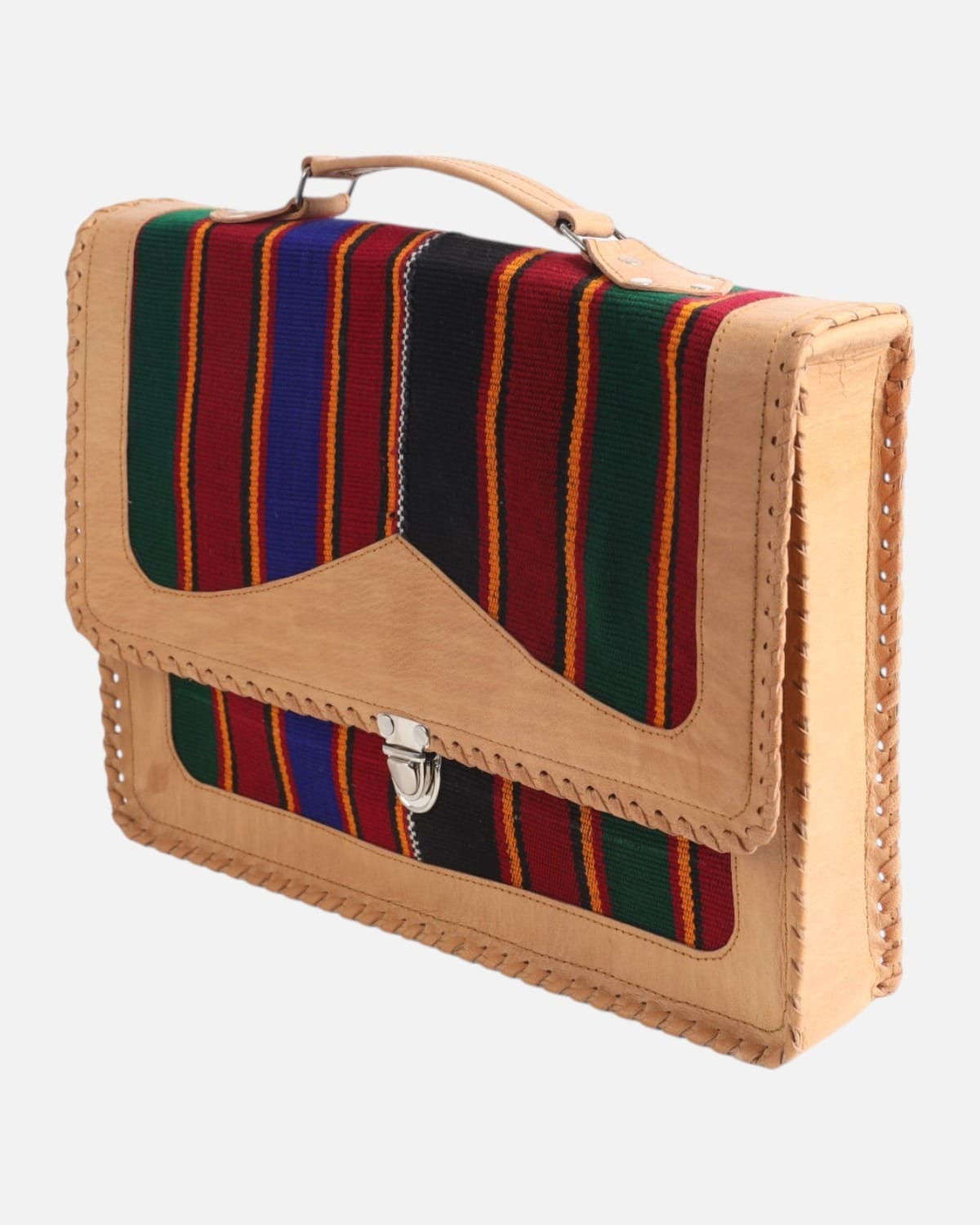 Afghan Cultural Laptop Bag- Handwoven & Leather