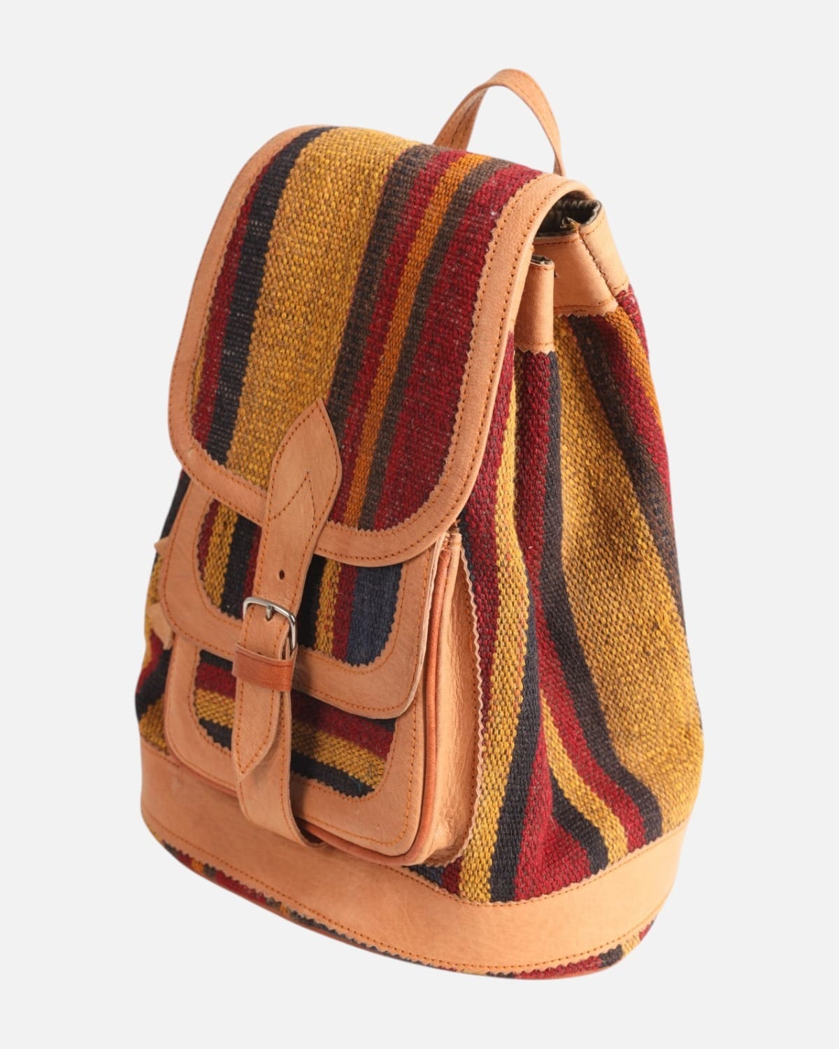 Cultural Backpack Bag – Handwoven & Leather