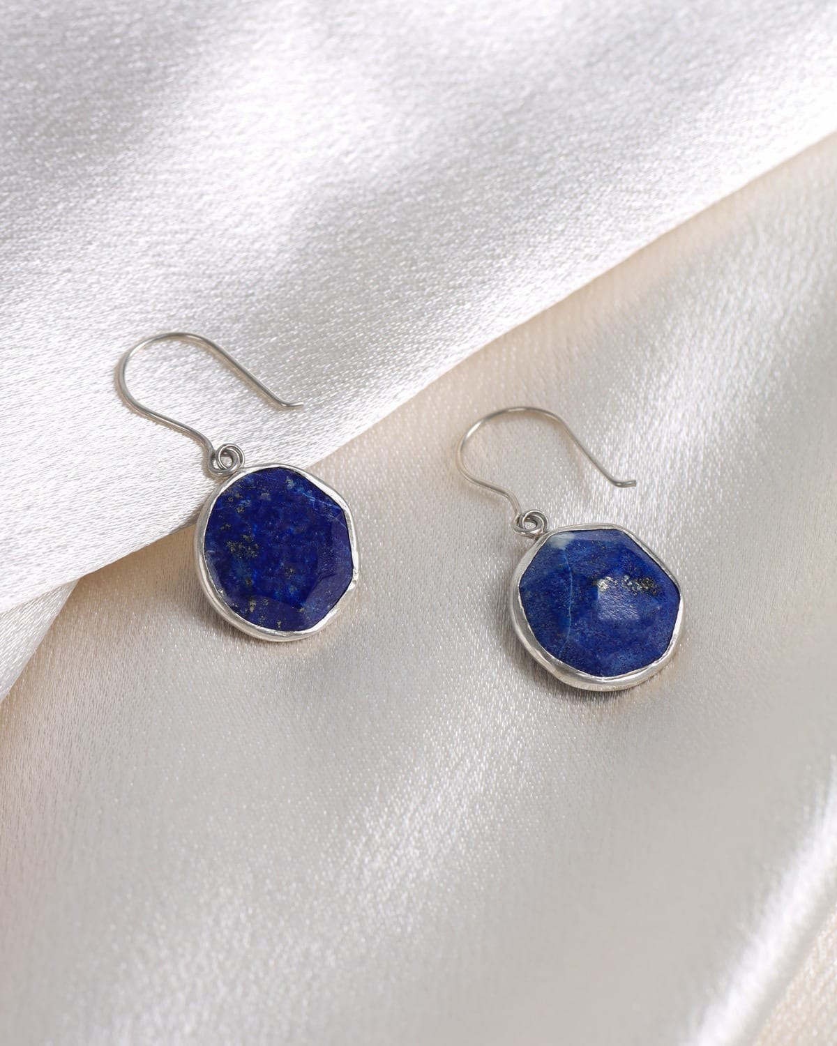 Deep Blue Lapis Lazuli Silver Drop Earrings