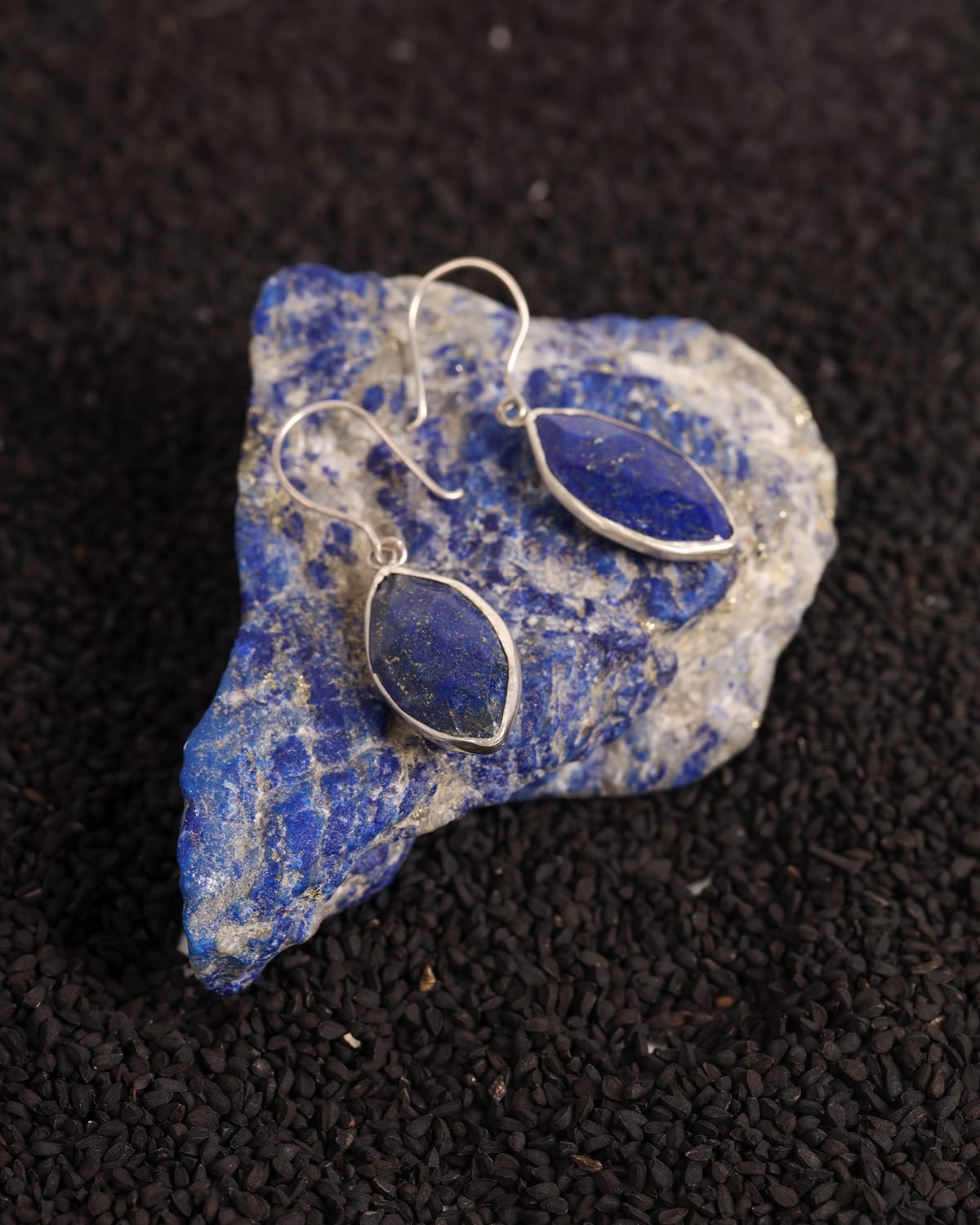 Deep Blue Lapis Lazuli Drop Earrings