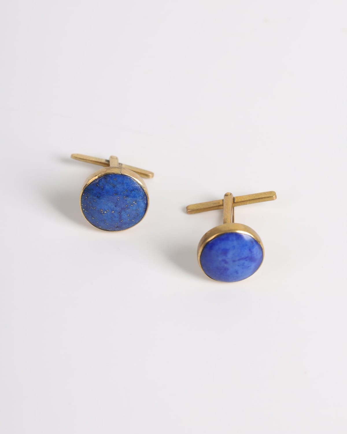 Deep Blue Round Lapis Lazuli Silver Cufflinks
