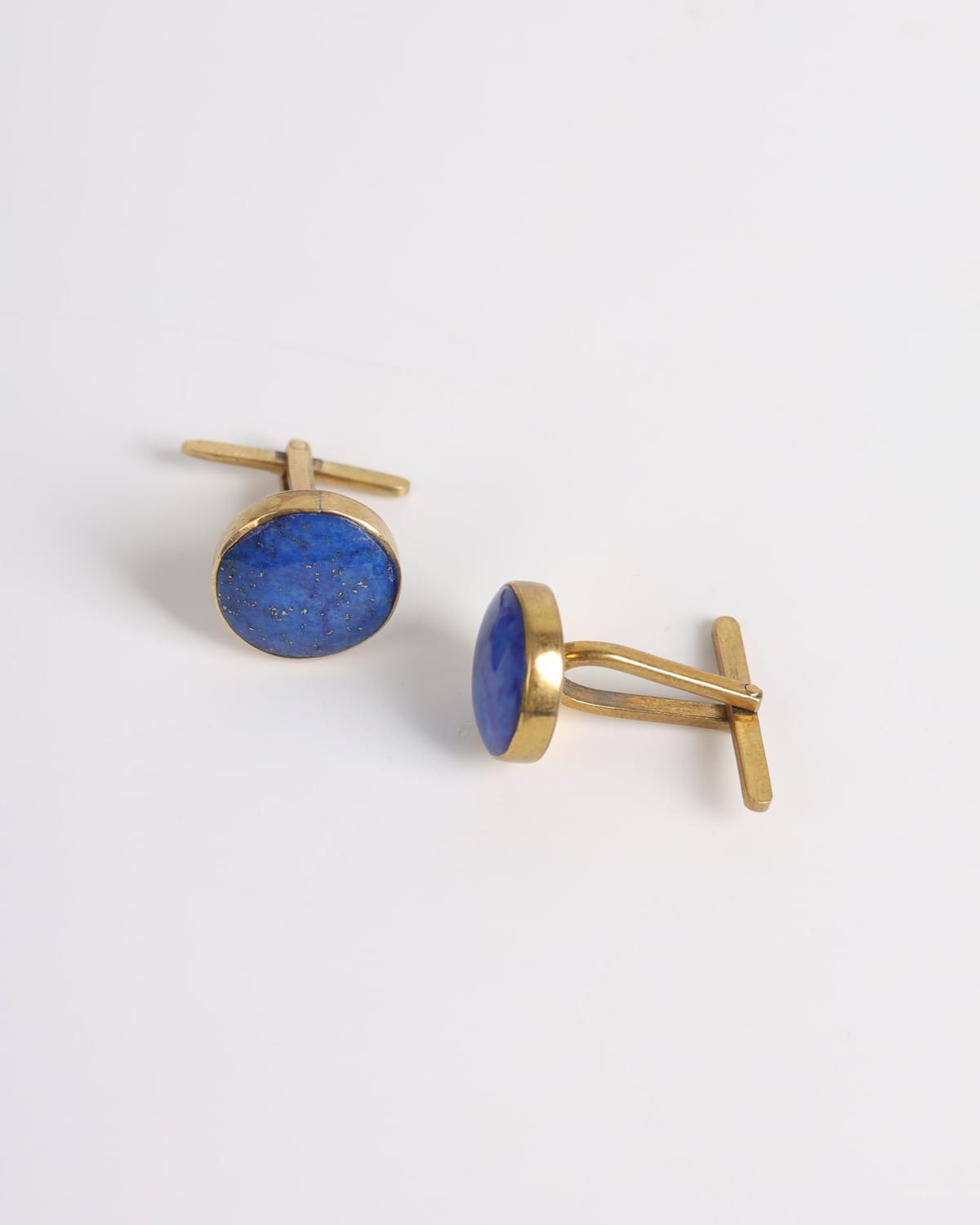 Deep Blue Round Lapis Lazuli Silver Cufflinks
