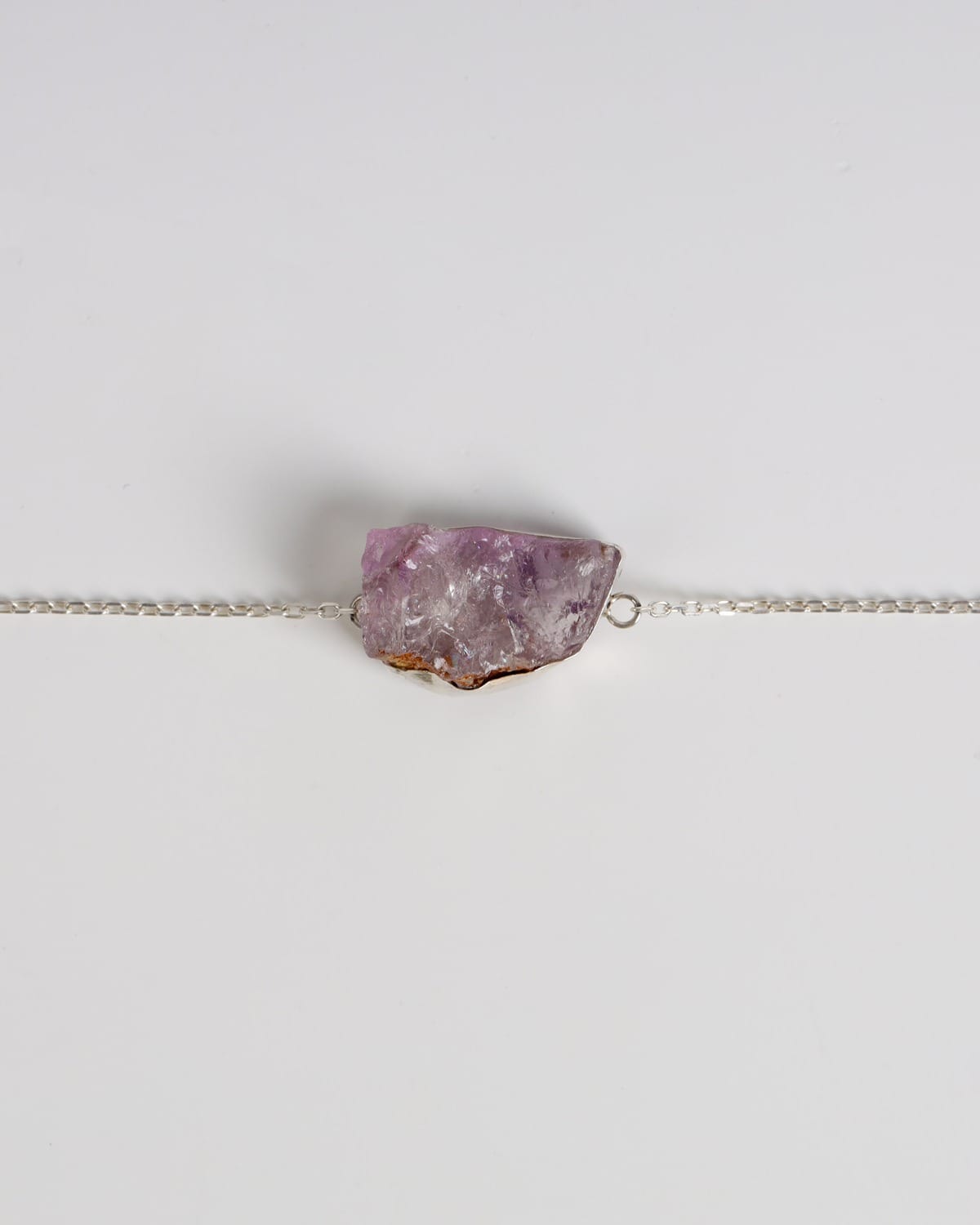 Light Purple Raw Amethyst Silver Bracelet