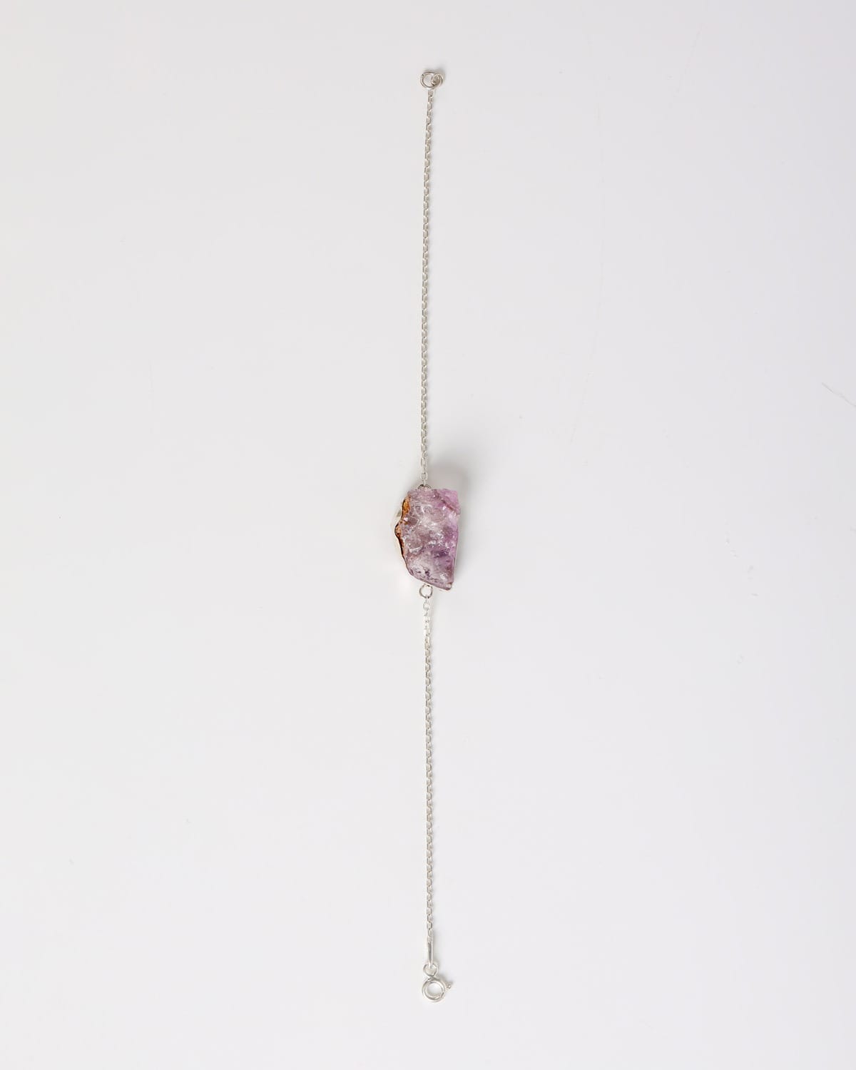 Light Purple Raw Amethyst Silver Bracelet