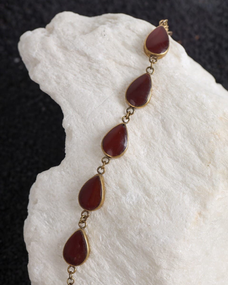Deep Burgundy Teardrop Silver Bracelet
