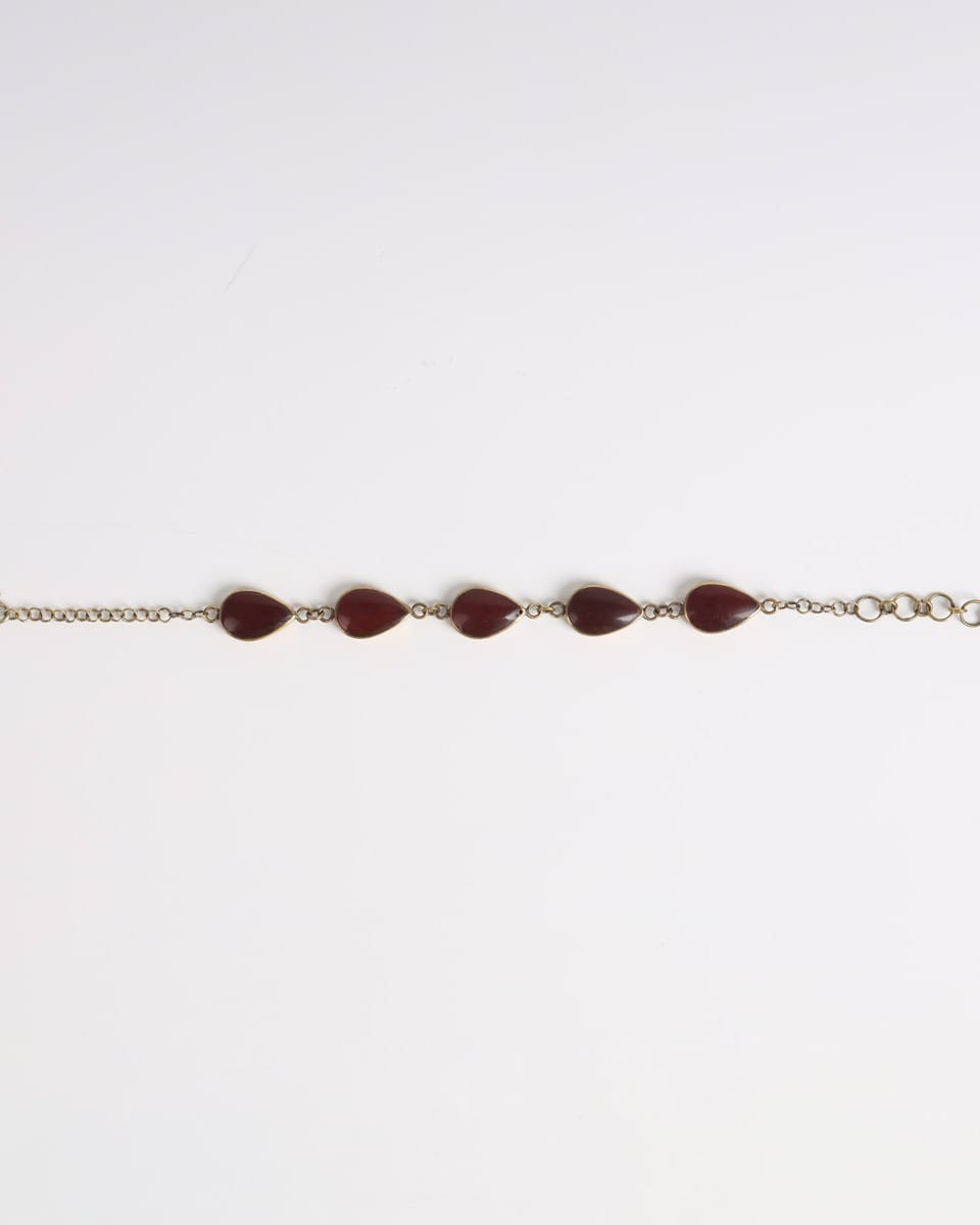 Deep Burgundy Teardrop Silver Bracelet