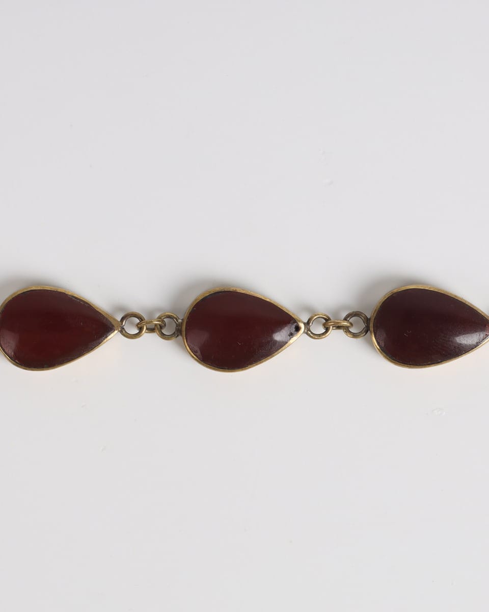 Deep Burgundy Teardrop Silver Bracelet