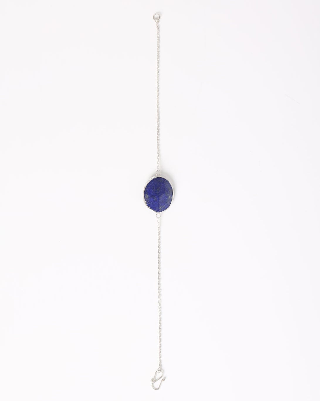 Deep Blue Oval Lapis Lazuli Silver Bracelet