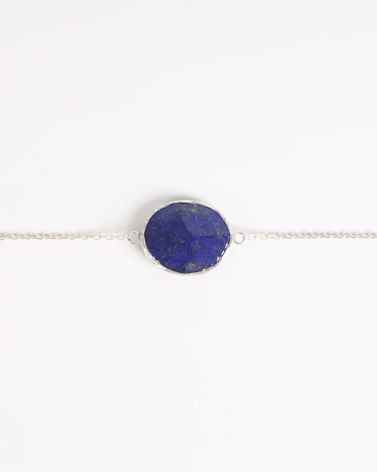 Deep Blue Oval Lapis Lazuli Silver Bracelet