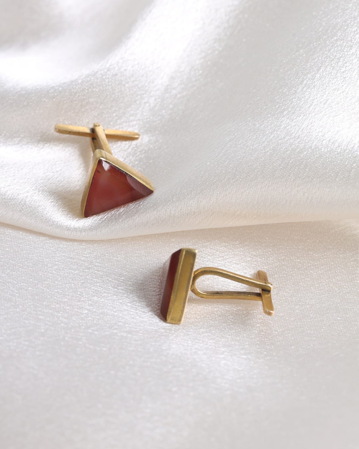 Brick Red Agate Triangle Cufflinks