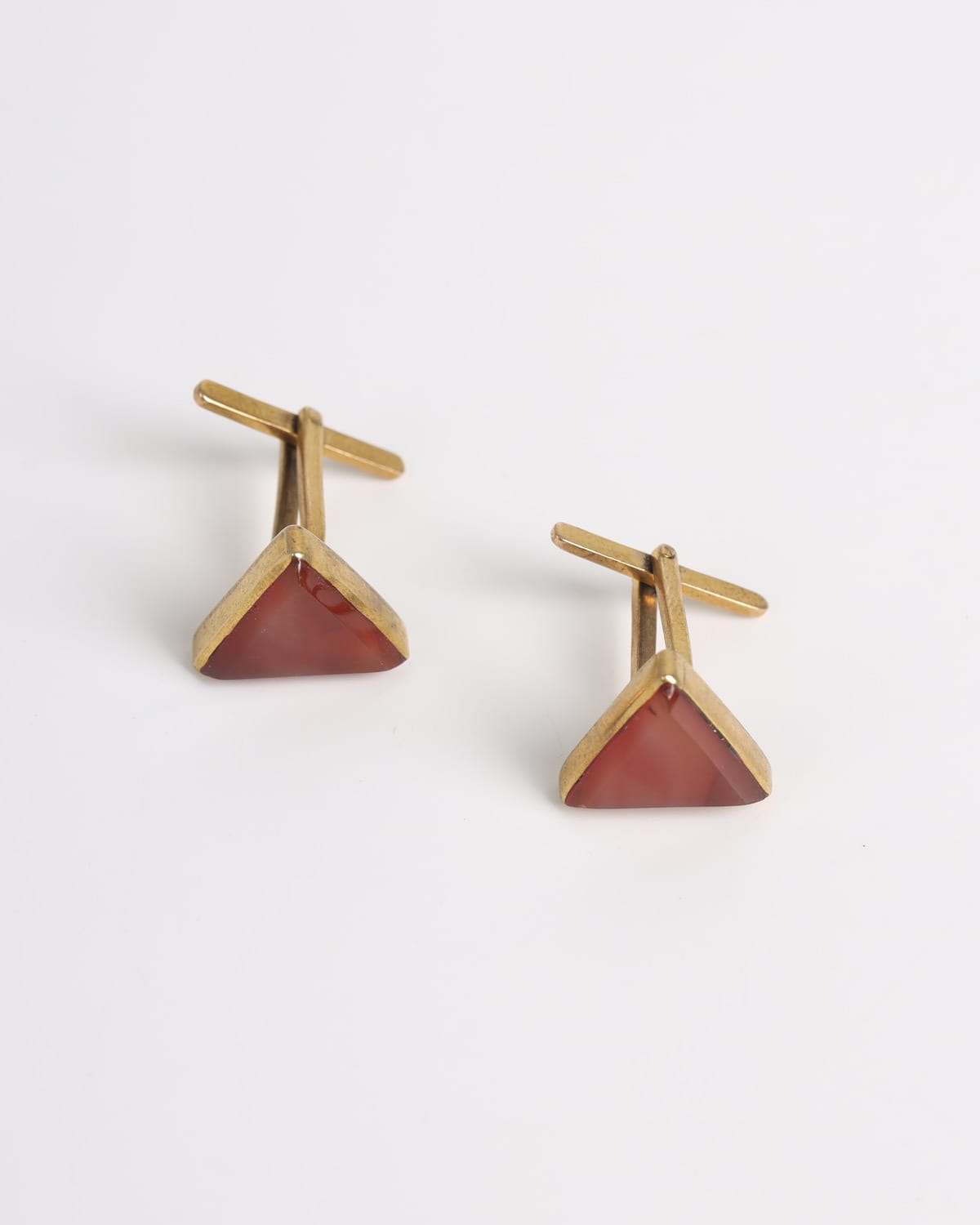 Brick Red Agate Triangle Cufflinks