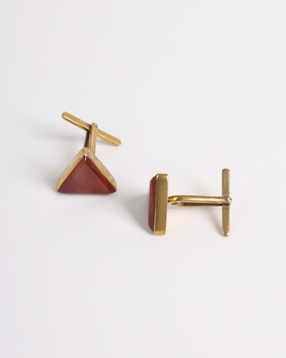 Brick Red Agate Triangle Cufflinks