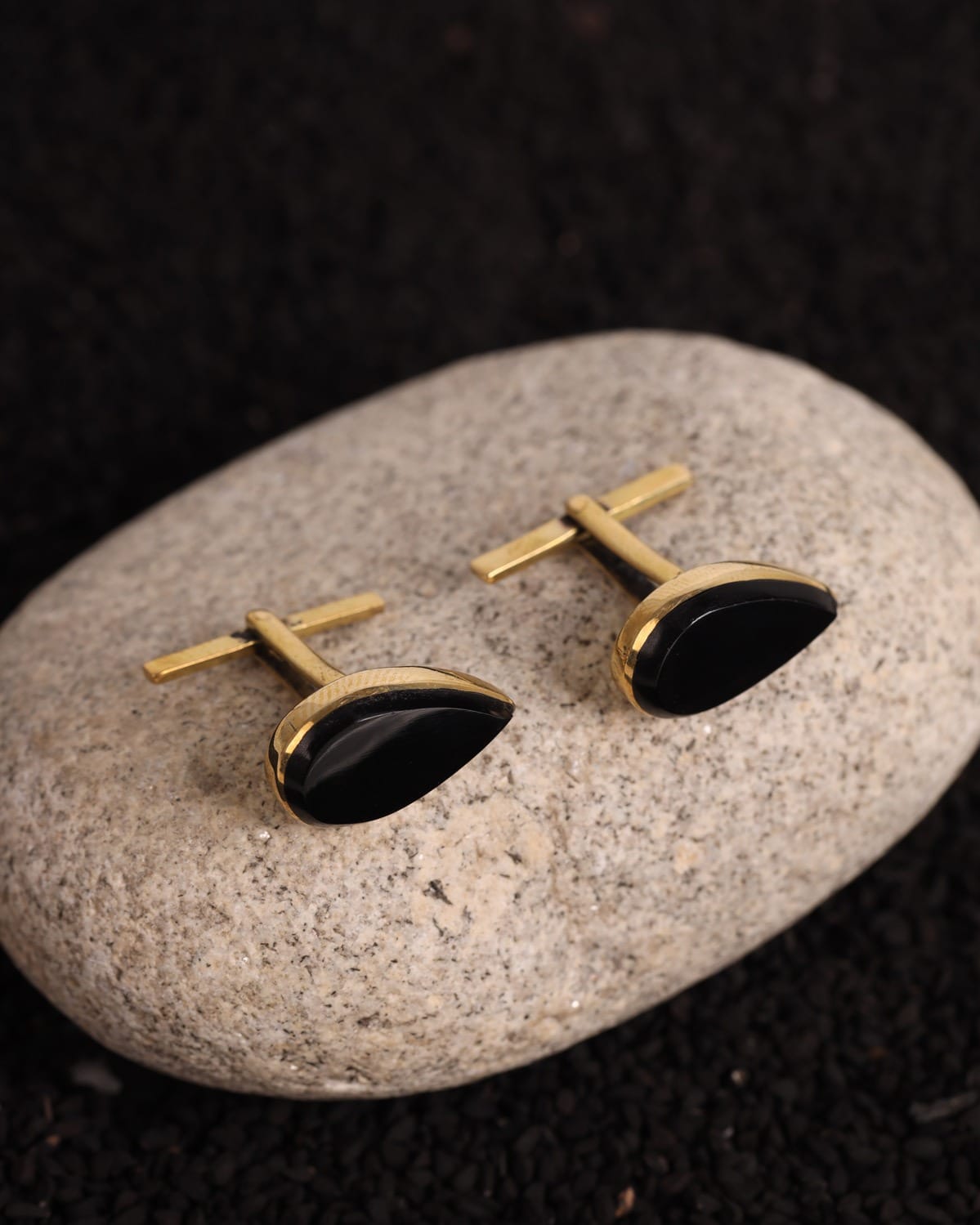 Black Agate Teardrop Cufflinks