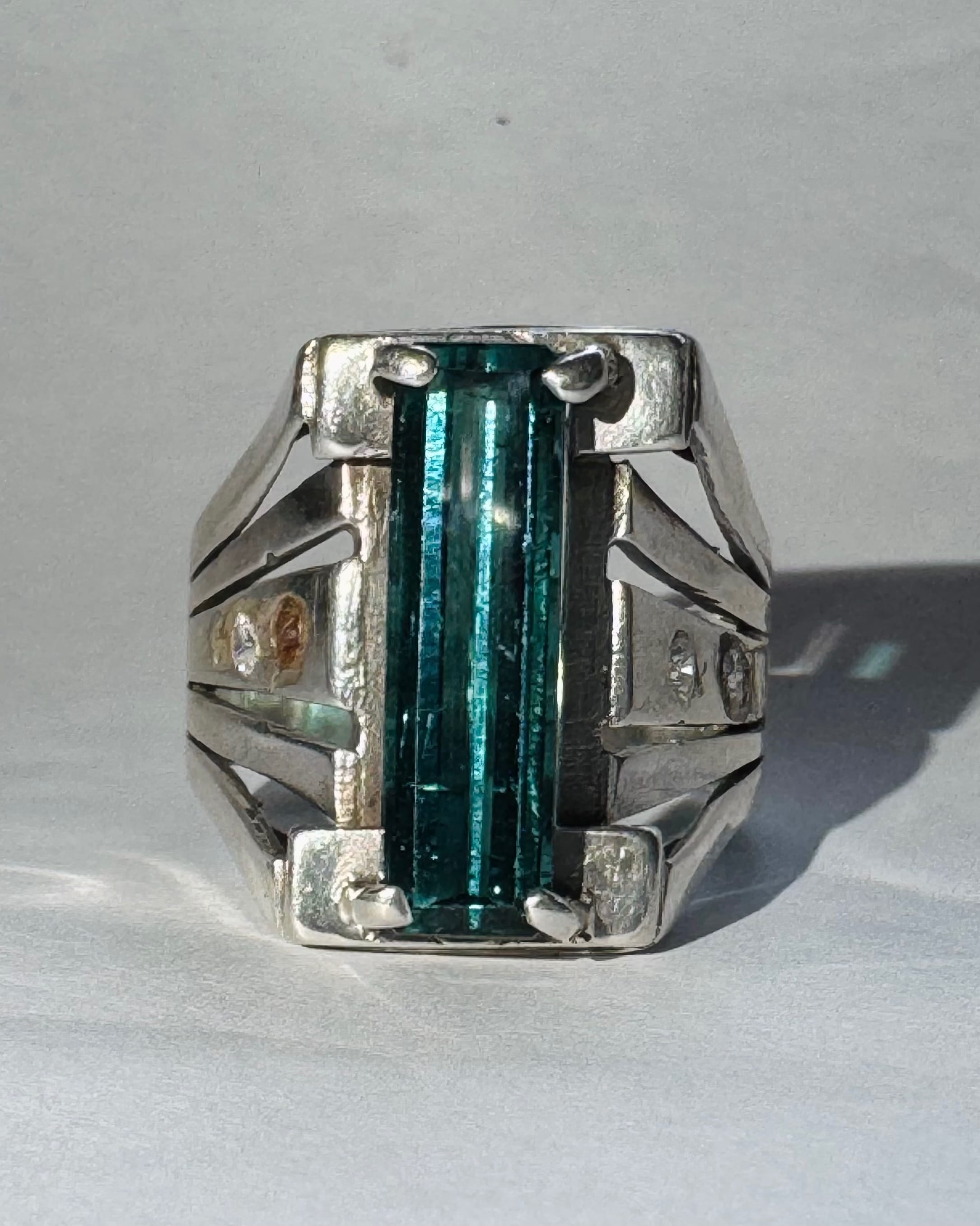 Natural Blue-Green Tourmaline Ring