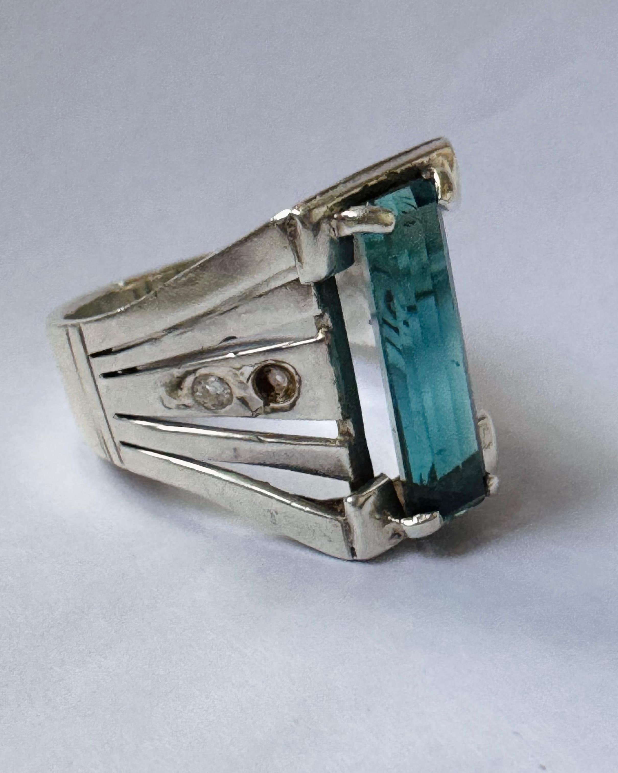 Natural Blue-Green Tourmaline Ring