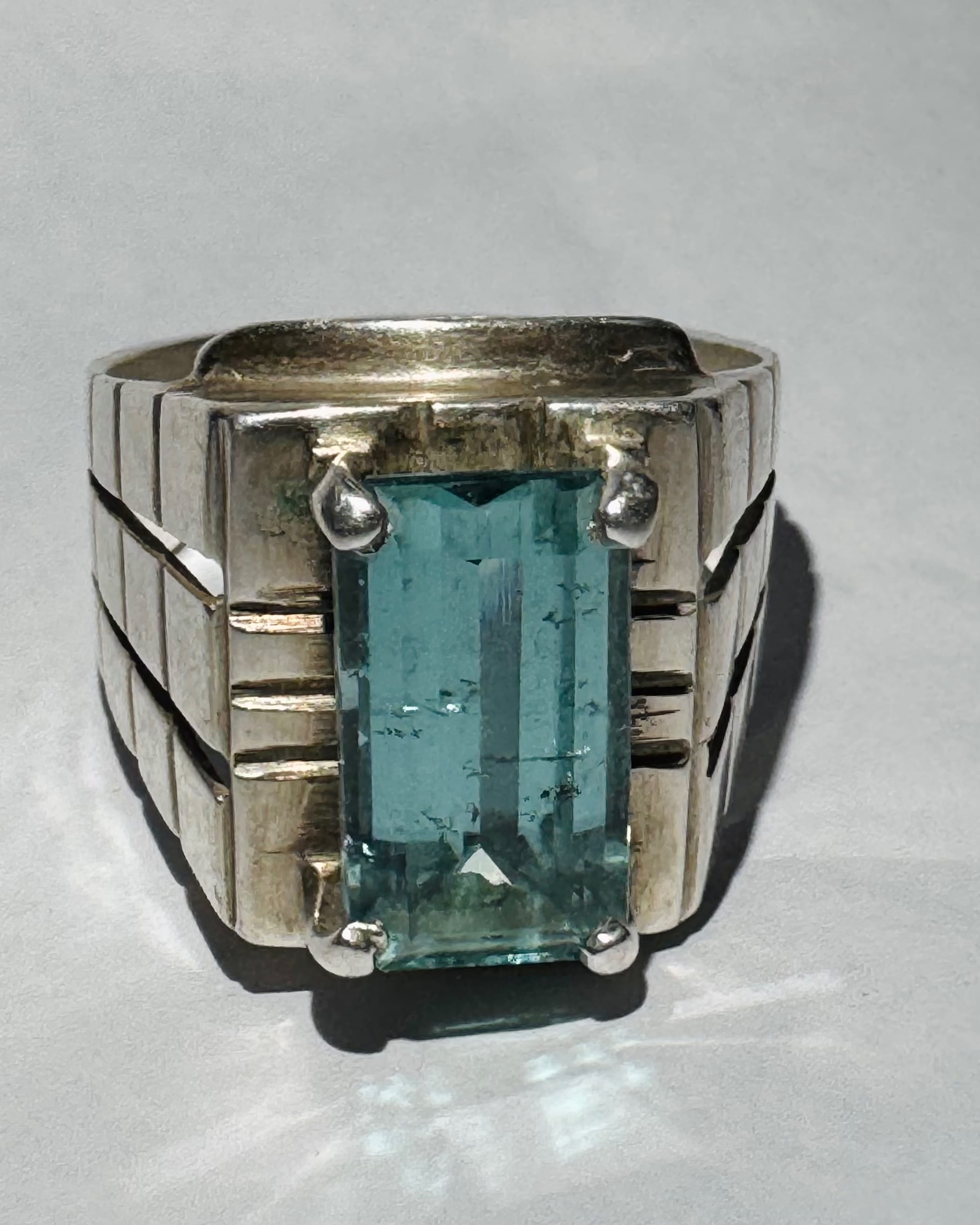 Natural Aqua-Blue Tourmaline Ring in Silver 925