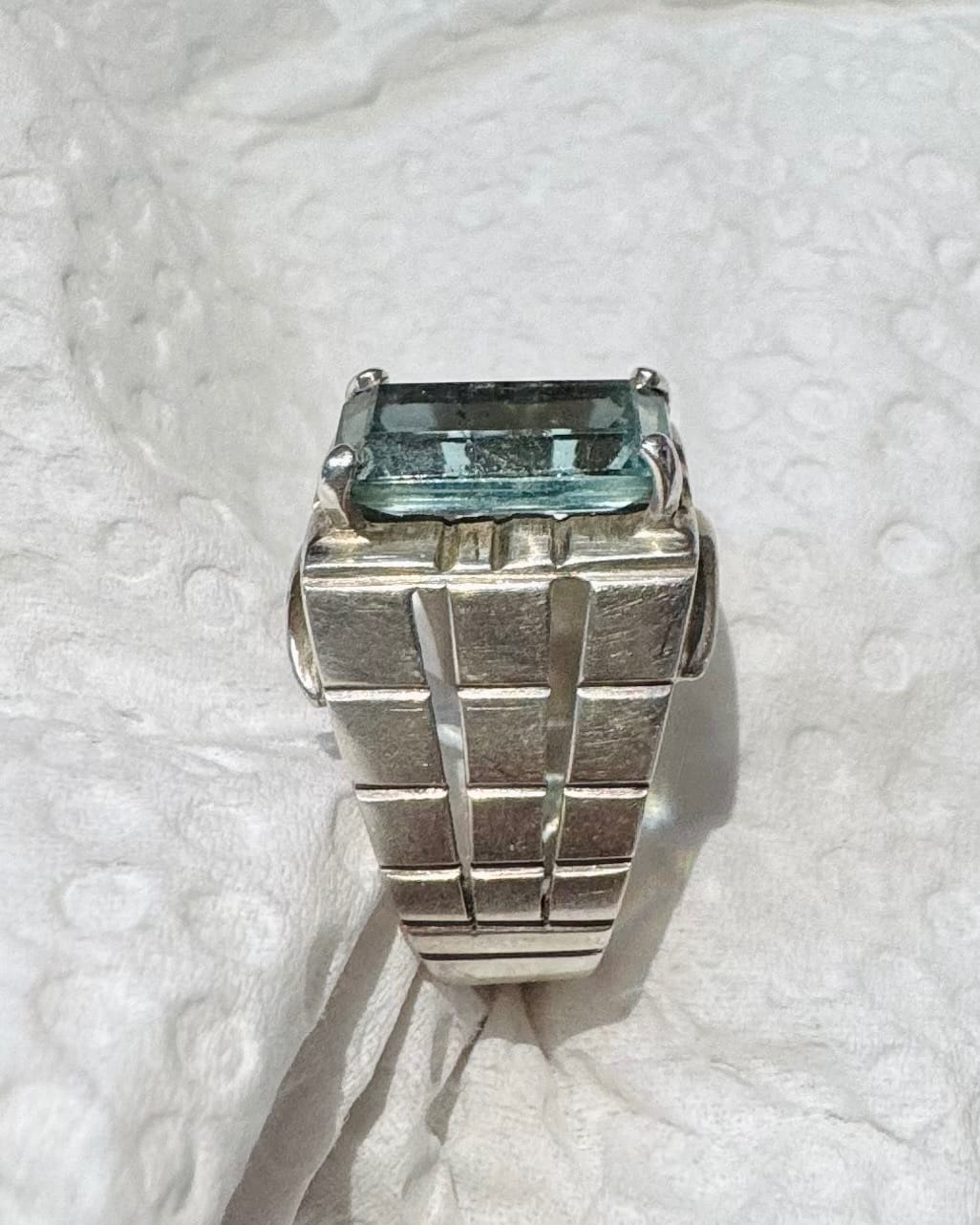 Natural Aqua-Blue Tourmaline Ring in Silver 925