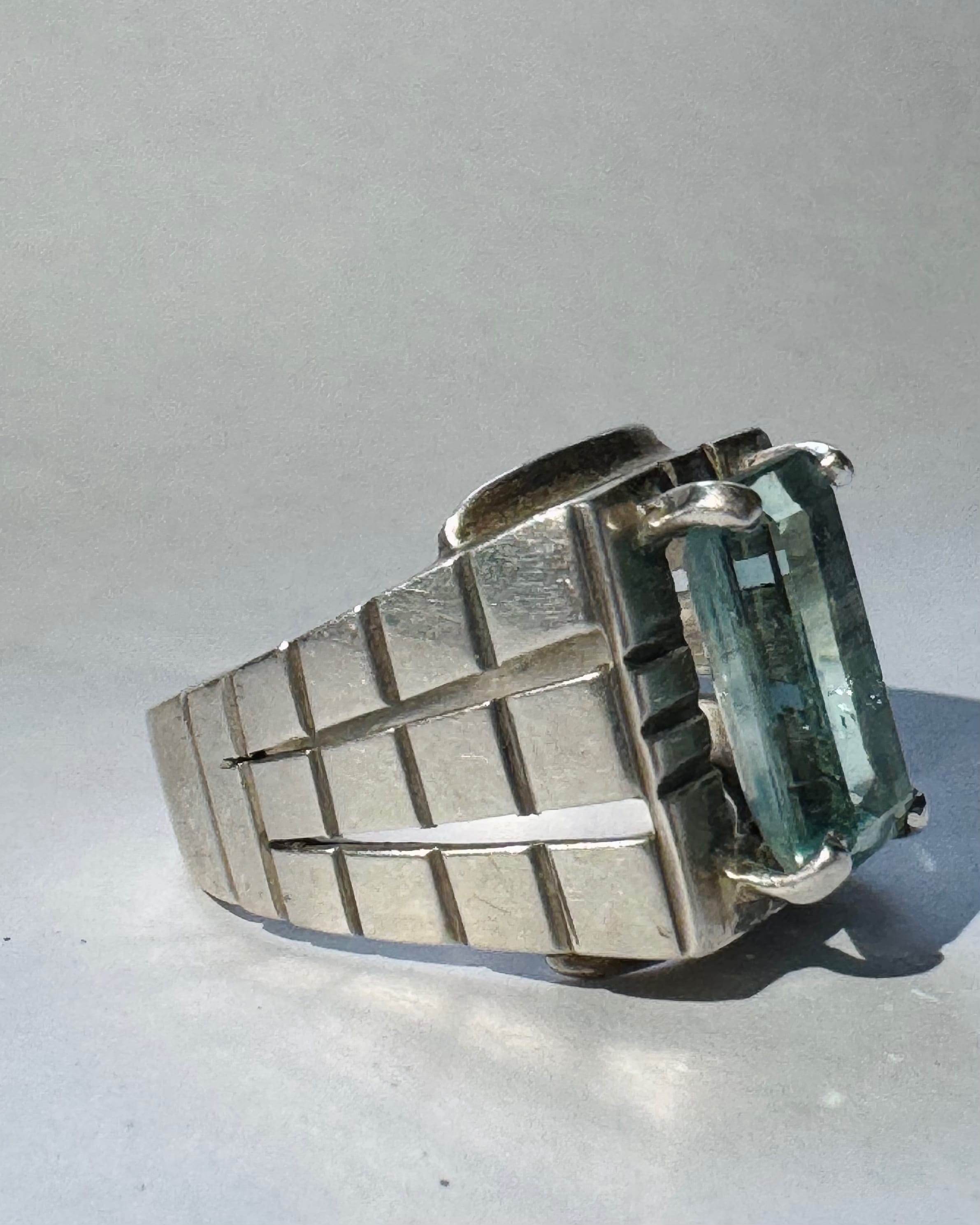 Natural Aqua-Blue Tourmaline Ring in Silver 925