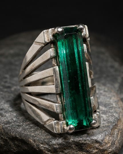 Ocean Blue-Green Tourmaline men's Ring