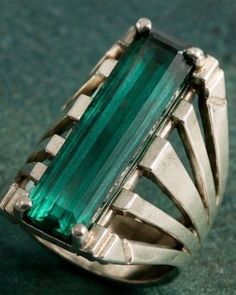 Ocean Blue-Green Tourmaline men's Ring